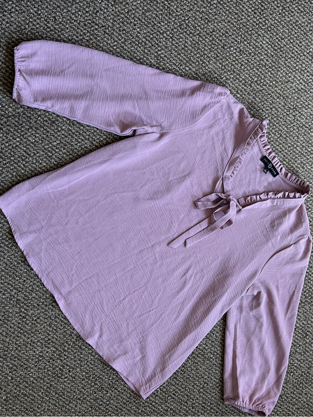 Fred David Dusty Mauve Ruffle Tie-Neck Blouse